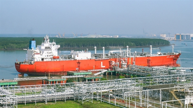A refrigerated LPG carrier berths at a seaport terminal. — Photo petrotimes.vn
